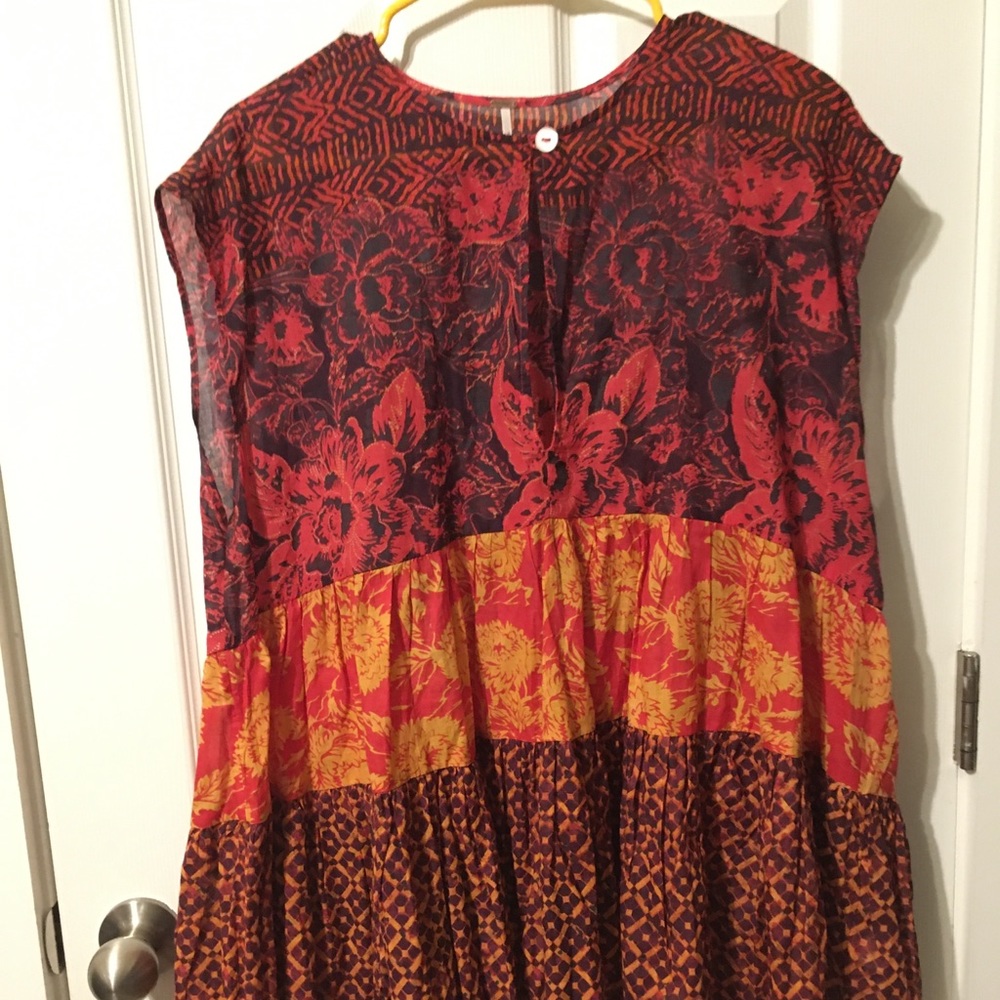 NWT Free People orange / red tiered boho sleeveless top sz XS